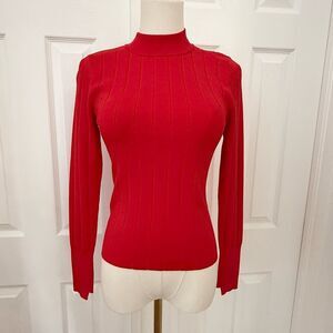 A.L.C.‎ Womens Koko Ribbed Red Rib Knit Long Sleeve Mock Neck Top Sweater XS